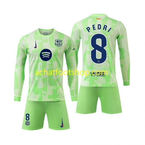 Maillot FC Barcelone Pedri 8 3ème Tenue pour Enfant 2024-2025 Manche Longue