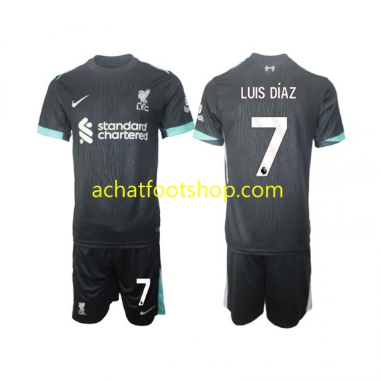 Maillot Liverpool Luis Diaz 7 Extérieur Tenue pour Enfant 2024-2025 Manche Courte
