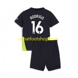 Maillot Manchester City RODRIGO 16 Extérieur Tenue pour Enfant 2024-2025 Manche Courte