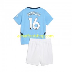 Maillot Manchester City RODRIGO 16 Domicile Tenue pour Enfant 2024-2025 Manche Courte