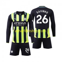 Maillot Manchester City Savinho 26 Extérieur Tenue pour Enfant 2024-2025 Manche Longue
