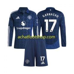 Maillot Manchester United Alejandro Garnacho 17 Extérieur Tenue pour Enfant 2024-2025 Manche Longue