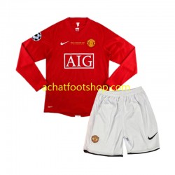 Maillot Manchester United Champion League Rétro Domicile Tenue pour Enfant 2007 Manche Longue