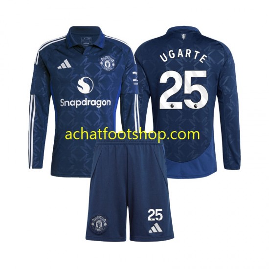 Maillot Manchester United Manuel Ugarte 25 Extérieur Tenue pour Enfant 2024-2025 Manche Longue