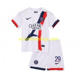 Maillot Paris Saint-Germain Bradley Barcola 29 Extérieur Tenue pour Enfant 2024-2025 Manche Courte