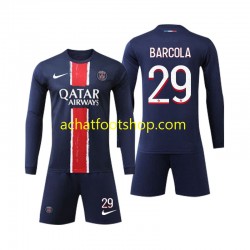 Maillot Paris Saint-Germain Bradley Barcola 29 Domicile Tenue pour Enfant 2024-2025 Manche Longue