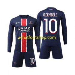 Maillot Paris Saint-Germain O Dembele 10 Domicile Tenue pour Enfant 2024-2025 Manche Longue