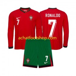 Maillot Portugal Ronaldo 7 Domicile Tenue pour Enfant Euro 2024 Manche Longue