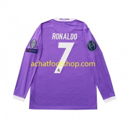 Maillot Real Madrid Cristiano Ronaldo 7 Rétro Extérieur Tenue pour Enfant 2016 Manche Longue