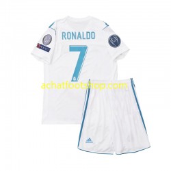 Maillot Real Madrid Cristiano Ronaldo 7 Rétro Domicile Tenue pour Enfant 2017 Manche Courte
