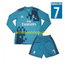 Maillot Real Madrid Cristiano Ronaldo 7 Rétro 3ème Tenue pour Enfant 2017 Manche Longue