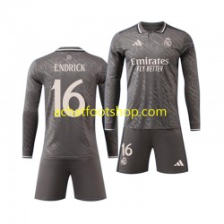 Maillot Real Madrid ENDRICK 16 Extérieur Tenue pour Enfant 2024-2025 Manche Longue