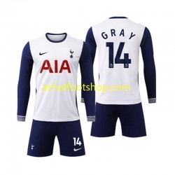 Maillot Tottenham Spurs Gray 14 Domicile Tenue pour Enfant 2024-2025 Manche Longue Maillot Tottenham Spurs Gray 14 Domicile Tenue pour Enfant 2024-2025 Manche Longue