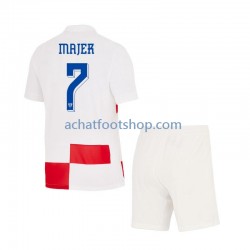 Maillot Croatie Lovro Majer 7 Domicile Tenue pour Enfant Euro 2024 Manche Courte