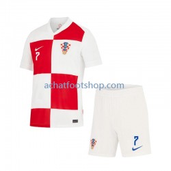 Maillot Croatie Lovro Majer 7 Domicile Tenue pour Enfant Euro 2024 Manche Courte