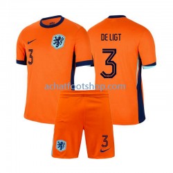 Maillot Pays-Bas Matthijs de Ligt 3 Domicile Tenue pour Enfant Euro 2024 Manche Courte