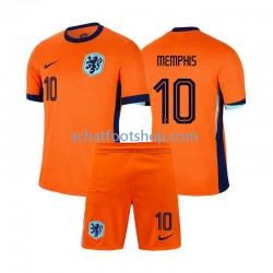 Maillot Pays-Bas Memphis Depay 10 Domicile Tenue pour Enfant Euro 2024 Manche Courte