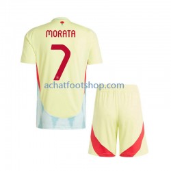 Maillot Espagne Alvaro Morata 7 Extérieur Tenue pour Enfant Euro 2024 Manche Courte