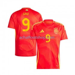 Maillot Espagne Gavi 9 Domicile Tenue pour Homme Euro 2024 Manche Courte