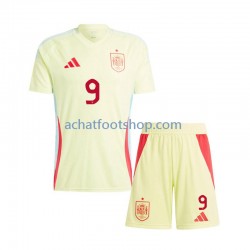Maillot Espagne Gavi 9 Extérieur Tenue pour Enfant Euro 2024 Manche Courte
