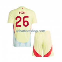 Maillot Espagne Pedri 26 Extérieur Tenue pour Enfant Euro 2024 Manche Courte