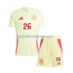 Maillot Espagne Pedri 26 Extérieur Tenue pour Enfant Euro 2024 Manche Courte
