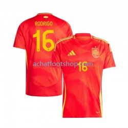Maillot Espagne Rodrigo 16 Domicile Tenue pour Homme Euro 2024 Manche Courte