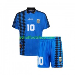 Maillot Argentine MARADONA 10 Rétro Extérieur Tenue pour Enfant 1994 Manche Courte