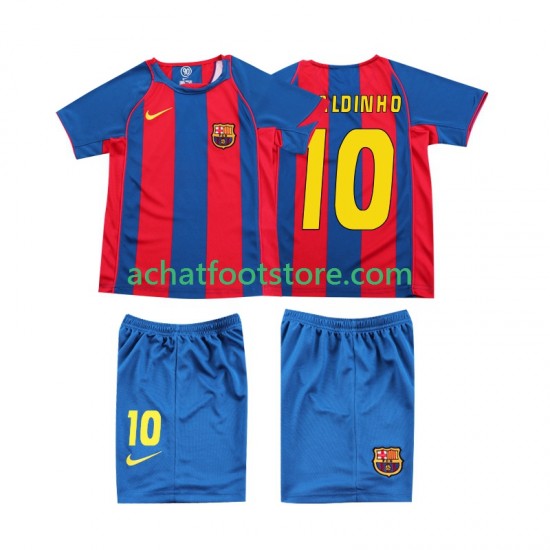 Maillot FC Barcelone RONALDINHO 10 Rétro Domicile Tenue pour Enfant 1999 Manche Courte