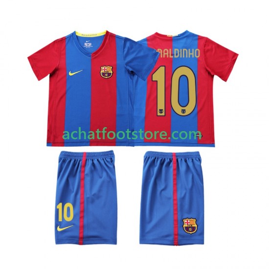 Maillot FC Barcelone RONALDINHO 10 Rétro Domicile Tenue pour Enfant 2006 2007 Manche Courte