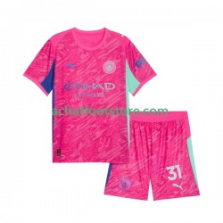 Maillot Manchester City Ederson Moraes 31 Gardien Extérieur Tenue pour Enfant 2025-2026 Manche Courte