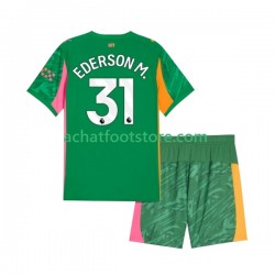 Maillot Manchester City Ederson Moraes 31 Gardien Domicile Tenue pour Enfant 2025-2026 Manche Courte