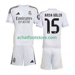 Maillot Real Madrid Arda Guler 15 Domicile Tenue pour Enfant 2025-2026 Manche Courte