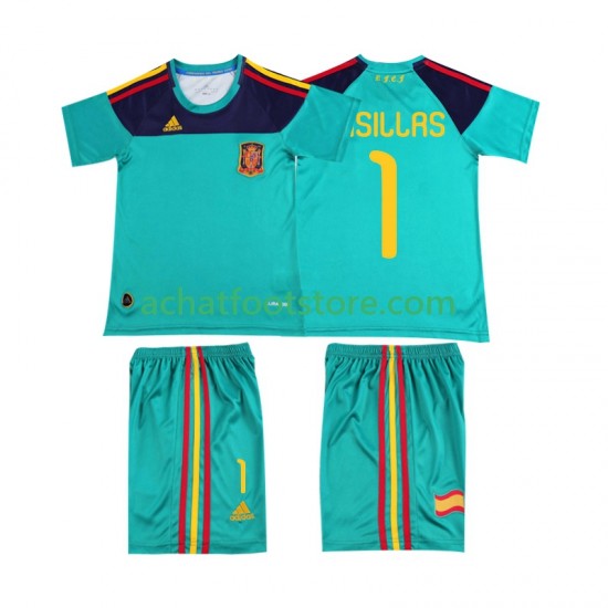 Maillot Espagne Casillas 1 Rétro Domicile Tenue pour Enfant 2010 Manche Courte