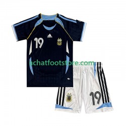 Maillot Argentine Lionel Messi 19 Rétro Extérieur Tenue pour Enfant 2006 Manche Courte