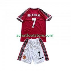 Maillot Manchester United Beckham 7 Rétro Domicile Tenue pour Enfant 1988 2002 Manche Courte