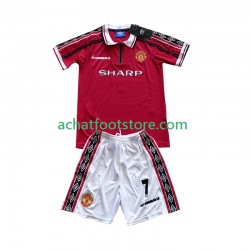 Maillot Manchester United Beckham 7 Rétro Domicile Tenue pour Enfant 1988 2002 Manche Courte
