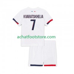 Maillot Paris Saint-Germain Khvicha Kvaratskhelia 7 Extérieur Tenue pour Enfant 2024-2025 Manche Courte