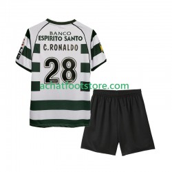 Maillot Sporting CP Cristiano Ronaldo 28 Rétro Domicile Tenue pour Enfant 2011 2008 Manche Courte