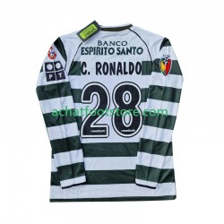 Maillot Sporting CP Cristiano Ronaldo 28 Rétro Domicile Tenue pour Homme 2011 2008 Manche Longue