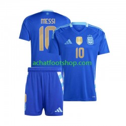 Maillot Argentine Lionel Messi 10 Extérieur Tenue pour Enfant Copa America 2024 Manche Courte