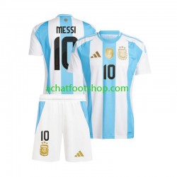 Maillot Argentine Lionel Messi 10 Domicile Tenue pour Enfant Copa America 2024 Manche Courte