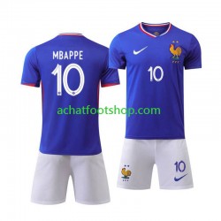 Maillot France Mbappé 10 Domicile Tenue pour Enfant Euro 2024 Manche Courte