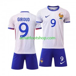 Maillot France Olivier Giroud 9 Extérieur Tenue pour Enfant Euro 2024 Manche Courte