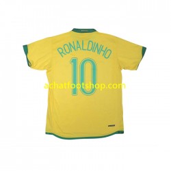 Maillot Brésil RONALDINHO 10 Rétro Domicile Tenue pour Homme 2006 Manche Courte