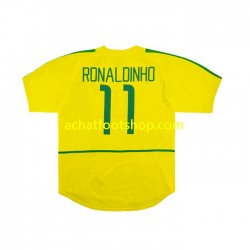 Maillot Brésil RONALDINHO 11 Rétro Domicile Tenue pour Homme 2010 Manche Courte