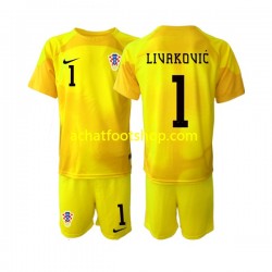 Maillot Croatie Dominik Livakovic 1 Gardien Domicile Tenue pour Enfant Coupe du Monde 2022 Manche Courte Maillot Croatie Dominik Livakovic 1 Gardien Domicile Tenue pour Enfant Coupe du Monde 2022 Manche Courte