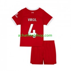 Maillot Liverpool Virgil van Dijk 4 Domicile Tenue pour Enfant 2023-2024 Manche Courte