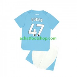 Maillot Manchester City Phil Foden 47 Domicile Tenue pour Enfant 2023-2024 Manche Courte
