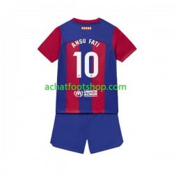 Maillot FC Barcelone Ansu Fati 10 Domicile Tenue pour Enfant 2023-2024 Manche Courte